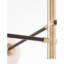 Vitra 4 Light Multi Arm Pendant Ceiling Light Satin Gold, Black Metal White Opal Glass LED G9 220 Volt - thumbnail 5