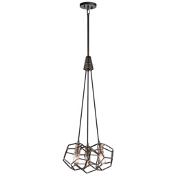 Rocklyn 3 Light Cluster Pendant Cage Light Steel, E27