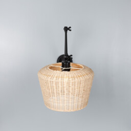 Manila Rattan Large Wall Light, Matte Black - thumbnail 2
