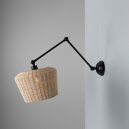 Manila Rattan Large Wall Light, Matte Black - thumbnail 3