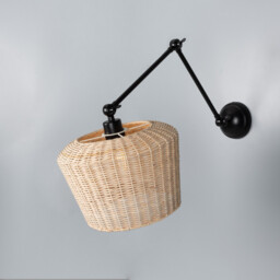 Manila Rattan Large Wall Light, Matte Black