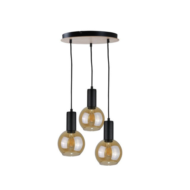 Jantar Cluster Pendant Ceiling Light Wood, 30cm, 3x E27