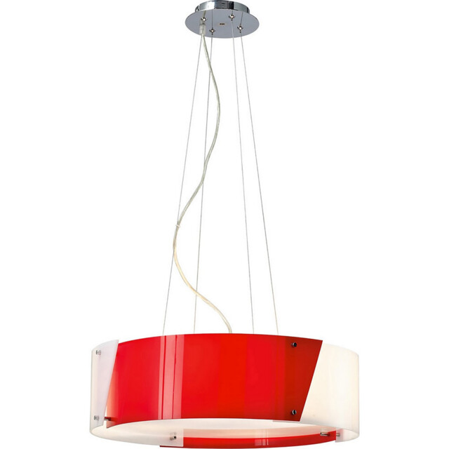 Dakota Pendant Small 4 Light E27 Polished Chrome/Red & White Acrylic - image 1