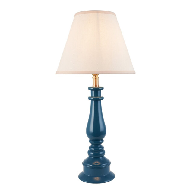 Myrtle Marlin Blue Table Lamp with Vintage White Fabric Ivy Shade 25cm B22 - image 1