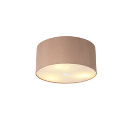 Baymont Polished Chrome 3 Light E27 Flush Ceiling With 40cm x 18cm Dual Faux Silk Shade, Antique Gold/Ruby