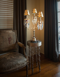 Birdland 1 Light Table Lamp Black, Gold, Crystal, E27 - thumbnail 2
