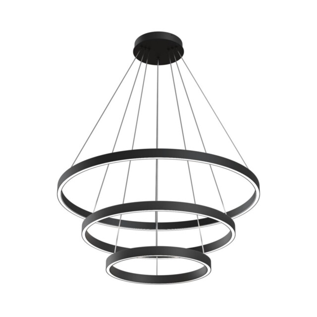 Modern Rim Integrated LED Black 3 Tier Circular Pendant Ceiling Light - image 1