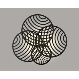 Collage 4 Ring Ceiling, 60W LED, 3000K, 4500lm, Black, 3yrs Warranty - thumbnail 2
