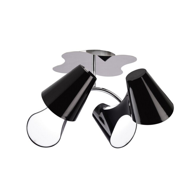 Ora Ceiling 2 Arm 4 Light E27, Gloss Black, White Acrylic, Polished Chrome - image 1