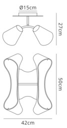 Ora Ceiling 2 Arm 4 Light E27, Gloss Black, White Acrylic, Polished Chrome - thumbnail 2