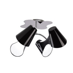 Ora Ceiling 2 Arm 4 Light E27, Gloss Black, White Acrylic, Polished Chrome