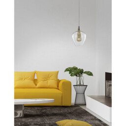 Filo 18cm Dome Pendant Ceiling Light Chrome Aluminium Clear Glass, Gold Frame LED G9 - thumbnail 2