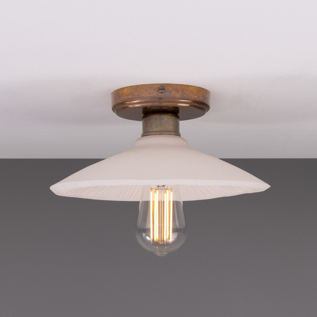 Pyrus Ceiling Light, Matte White Striped, Antique Brass - image 1