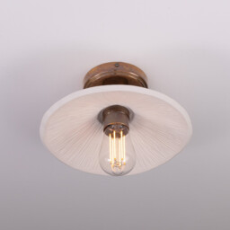 Pyrus Ceiling Light, Matte White Striped, Antique Brass - thumbnail 3