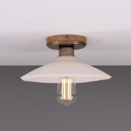 Pyrus Ceiling Light, Matte White Striped, Antique Brass