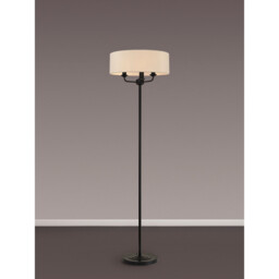 Banyan 3 Light Switched Floor Lamp With 45cm x 15cm Dual Faux Silk Fabric Shade Matt Black/Nude Beige - thumbnail 2