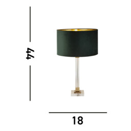 Scarborough Table Lamp Crystal, Brass, Green Velvet - thumbnail 3
