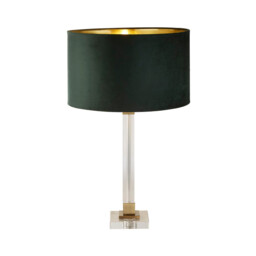 Scarborough Table Lamp Crystal, Brass, Green Velvet