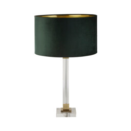 Scarborough Table Lamp Crystal, Brass, Green Velvet - thumbnail 2