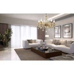 Gabrielle Chandelier Glass Sconce & Glass Crystal Droplets 5 Light E14 Polished Brass Finish - thumbnail 5