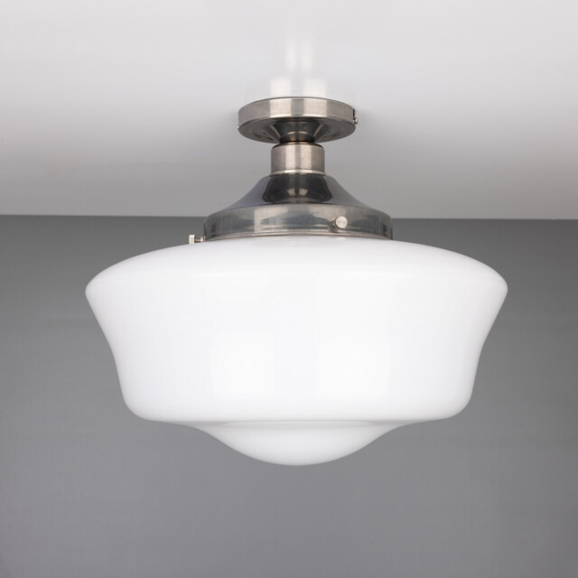 Schoolhouse Globe Ceiling Light, Antique Silver - image 1