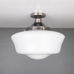 Schoolhouse Globe Ceiling Light, Antique Silver