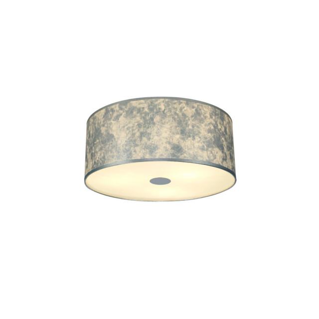 Baymont White 3 Light E27 Universal Flush Ceiling Fixture With 50cm x 20cm Silver Leaf With White Lining Shade - image 1