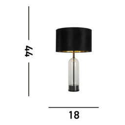 Oxford Table Lamp, Glass, Black, Marble, Black Velvet - thumbnail 3