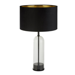 Oxford Table Lamp, Glass, Black, Marble, Black Velvet - thumbnail 2