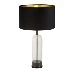 Oxford Table Lamp, Glass, Black, Marble, Black Velvet - thumbnail 1