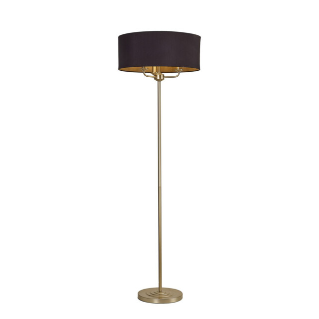 Banyan 3 Light Switched Floor Lamp With 50cm x 20cm Dual Faux Silk Fabric Shade Champagne Gold/Midnight Black - image 1
