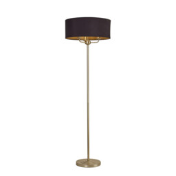 Banyan 3 Light Switched Floor Lamp With 50cm x 20cm Dual Faux Silk Fabric Shade Champagne Gold/Midnight Black
