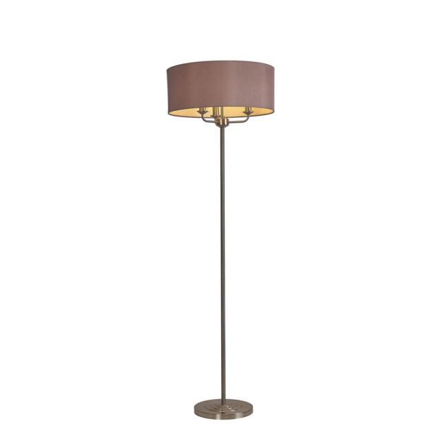 Banyan 3 Light Switched Floor Lamp With 50cm x 20cm Dual Faux Silk Shade, Taupe/Halo Gold Satin Nickel - image 1