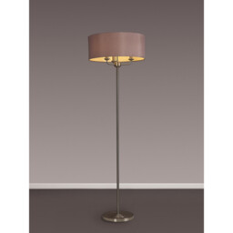 Banyan 3 Light Switched Floor Lamp With 50cm x 20cm Dual Faux Silk Shade, Taupe/Halo Gold Satin Nickel - thumbnail 2