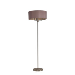 Banyan 3 Light Switched Floor Lamp With 50cm x 20cm Dual Faux Silk Shade, Taupe/Halo Gold Satin Nickel - thumbnail 5
