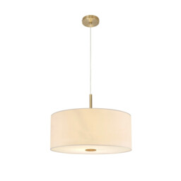 Baymont Antique Brass 5 Light E27 Single Pendant With 60cm x 22cm Faux Silk Shade, Ivory Pearl/White Laminate - thumbnail 5