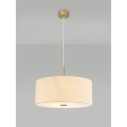 Baymont Antique Brass 5 Light E27 Single Pendant With 60cm x 22cm Faux Silk Shade, Ivory Pearl/White Laminate - thumbnail 2