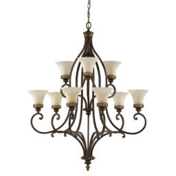 Drawing Room 9 Light Multi Arm Chandelier Walnut Finish, E27