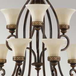 Drawing Room 9 Light Multi Arm Chandelier Walnut Finish, E27 - thumbnail 2