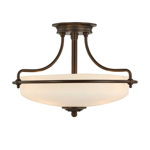 Griffin 3 Light Semi Flush Ceiling Light Palladian Bronze, E27 - image 1