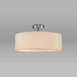 Baymont Polished Chrome 3 Light E27 Drop Flush, With 45cm x 15cm Faux Silk Shade, Ivory Pearl/White Laminate - thumbnail 2