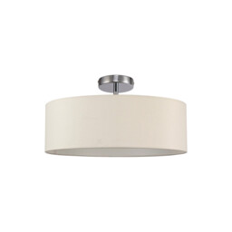 Baymont Polished Chrome 3 Light E27 Drop Flush, With 45cm x 15cm Faux Silk Shade, Ivory Pearl/White Laminate - thumbnail 5