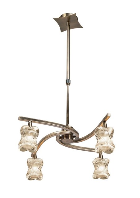 Rosa Telescopic Ceiling Pendant Semi Flush Convertible 4 Light G9, Antique Brass - image 1