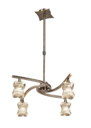 Rosa Telescopic Ceiling Pendant Semi Flush Convertible 4 Light G9, Antique Brass - thumbnail 1