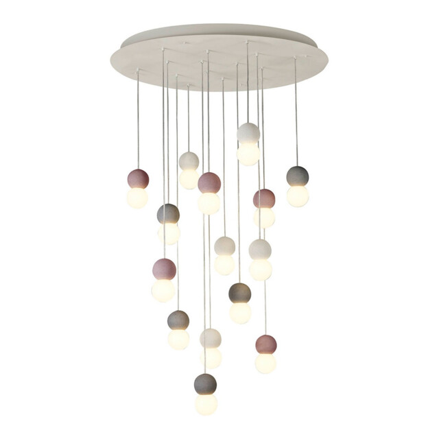 Galaxia Pendant Round, 15 Light E27, White/Grey/Red Cement, White Base & Cable, Item Weight: 22kg - image 1