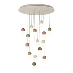 Galaxia Pendant Round, 15 Light E27, White/Grey/Red Cement, White Base & Cable, Item Weight: 22kg