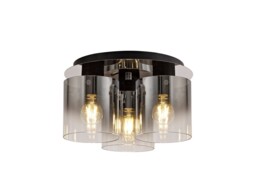 Ghent Round Ceiling Flush, 3 Light Flush Fitting, Black, Smoke Fade Glass - thumbnail 1