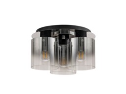 Ghent Round Ceiling Flush, 3 Light Flush Fitting, Black, Smoke Fade Glass - thumbnail 3