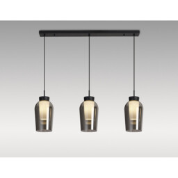 Nora Linear Pendant, 3 Light Adjustable E27, Black/Black Marble/Chrome Glass With Frosted Inner - thumbnail 2