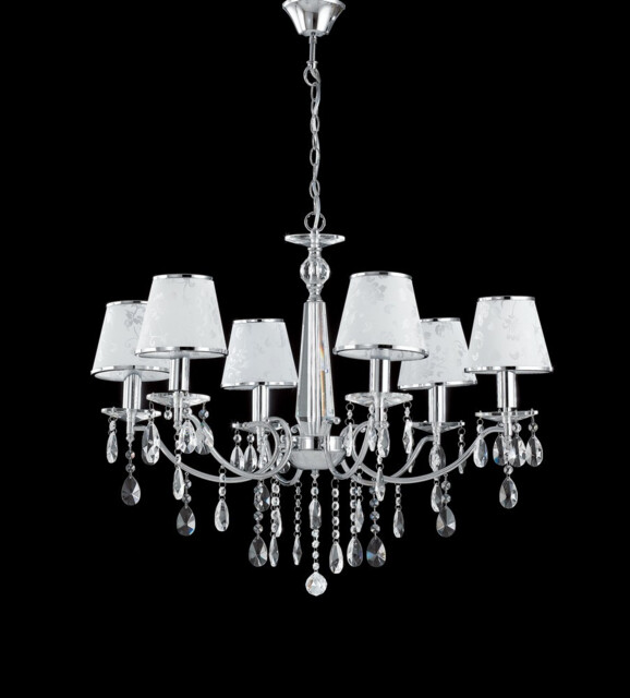 BOEME 6 Light Chandeliers with Shades Chrome, Crystals And 68cm - image 1